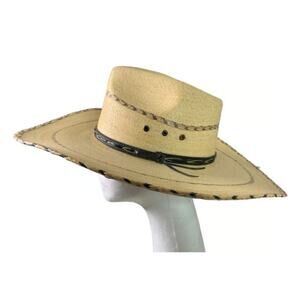 RESISTOL Classic Genuine Mexican Palm Cowboy Hat 4" Brim Leather Band 6 3/4 NEW